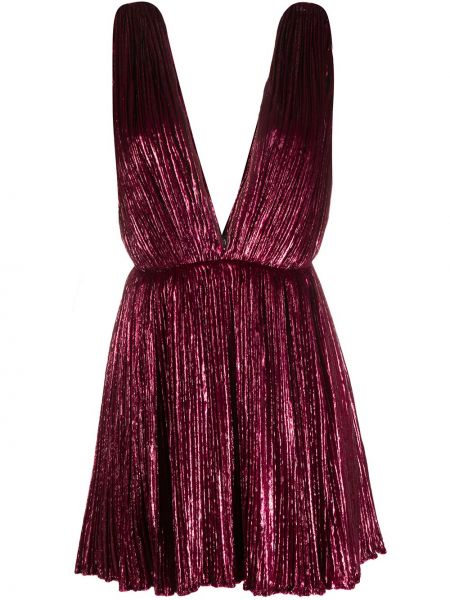 Sukienka mini plisowana Saint Laurent różowa
