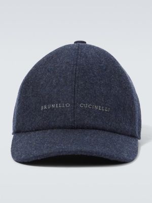 Șapcă de lână de flanelă Brunello Cucinelli albastru