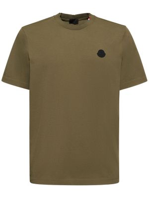 Kokvilnas t-krekls džersija Moncler zaļš