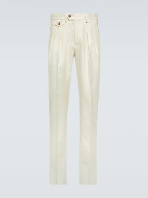 Μάλλινο παντελόνι με ίσιο πόδι Lardini λευκό