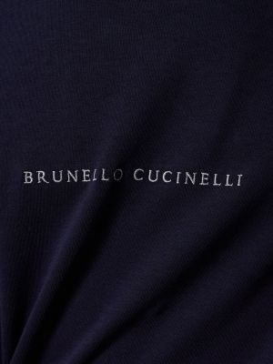 Bombažna jopa z vezenjem Brunello Cucinelli bela