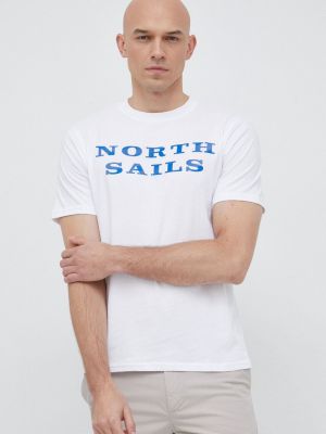 Памучна тениска с дълъг ръкав с принт North Sails бяло
