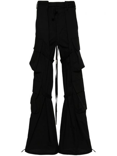 Medvilninės „cargo“ stiliaus kelnės su kišenėmis Ann Demeulemeester juoda