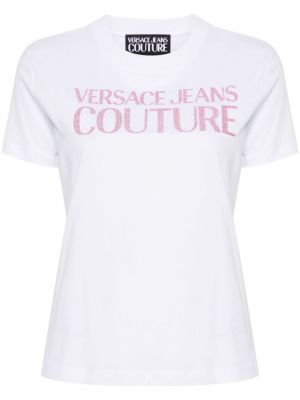 Pamut póló Versace Jeans Couture fehér