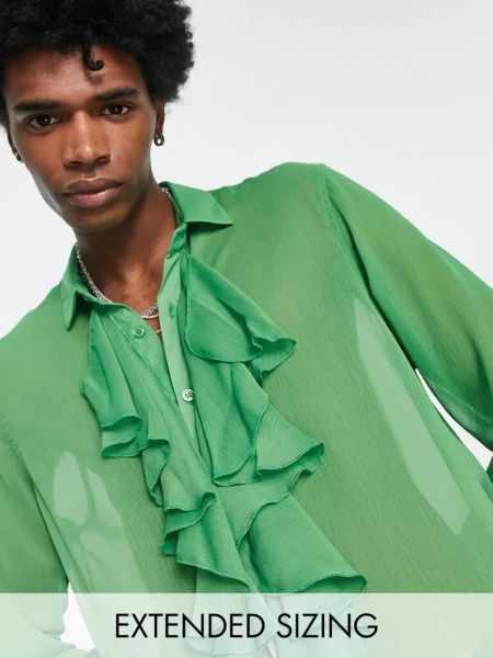 Прозрачная рубашка с рюшами Asos зеленая