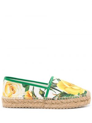 Ниски обувки на цветя с принт Dolce & Gabbana бяло