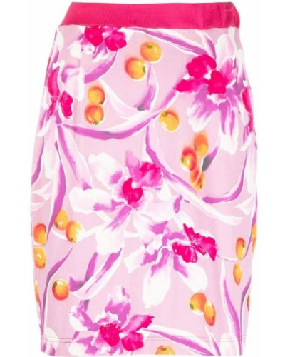 Spódnica dopasowana w kwiatki z nadrukiem Valentino Pre-owned różowa