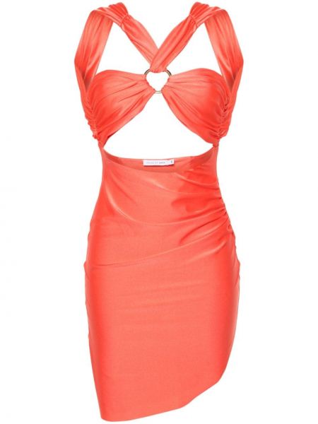 Сатенена коктейлна рокля Amen оранжево