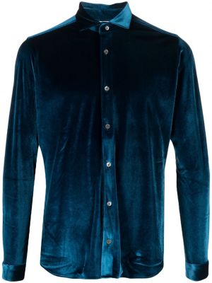 Sametová košile Tintoria Mattei modrá