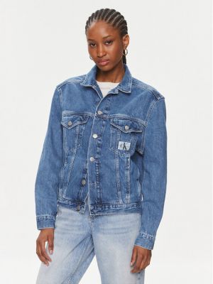 Priliehavá džínsová bunda Calvin Klein Jeans modrá