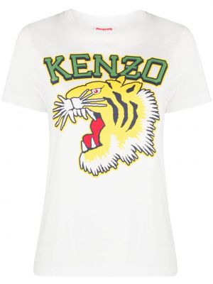 Bavlněné tričko s tygřím vzorem Kenzo bílé