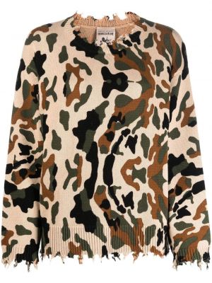 Jersey pullover mit camouflage-print Semicouture beige