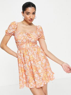 Платье в цветочек с принтом Miss Selfridge оранжевое