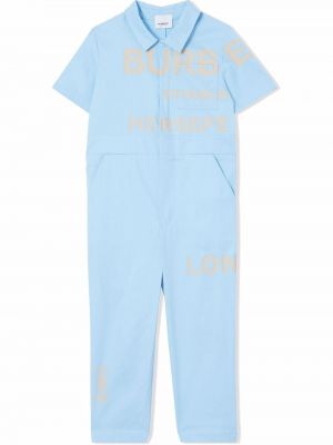 Trykt bomull jumpsuit for jenter Burberry Kids blå