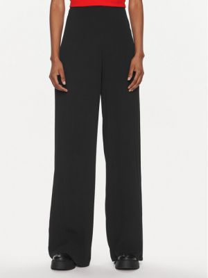 Voľné bavlnené šifonové nohavice Calvin Klein Jeans čierna