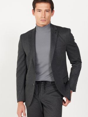 Pruhovaný slim fit oblek Altinyildiz Classics šedý