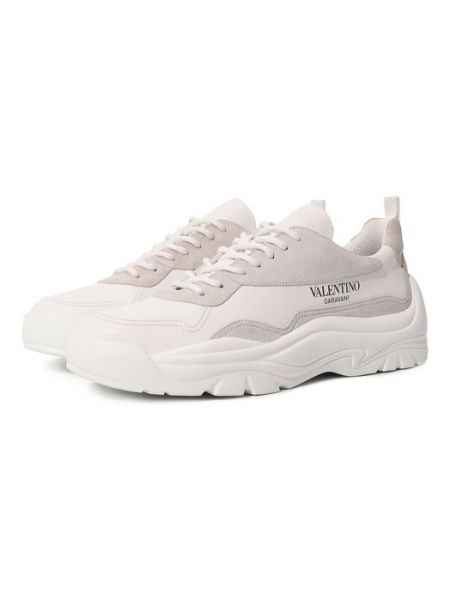 Белые кожаные кроссовки Valentino