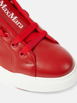 Sneakersy skórzane Max Mara czerwone