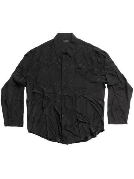 Копринена риза с принт Balenciaga черно