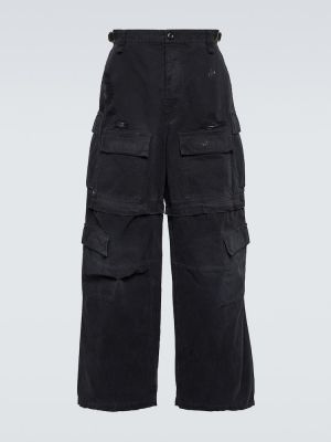 Černé bavlněné cargo kalhoty Balenciaga