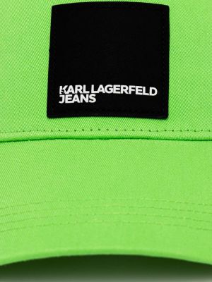 Czapka z daszkiem bawełniana Karl Lagerfeld Jeans zielona