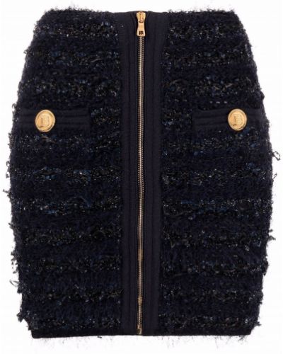 Tweed kort skjørt Balmain blå