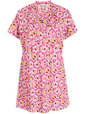 Kvetinové mini šaty s potlačou Dvf Diane Von Furstenberg ružová