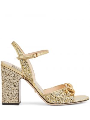 Sandale s kristalima Gucci zlatna