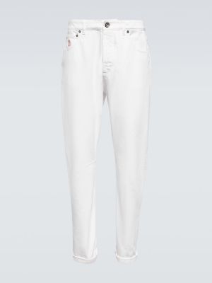 Jeans skinny brodeés slim Brunello Cucinelli blanc