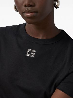 Křišťálové bavlněné tričko Gucci černé