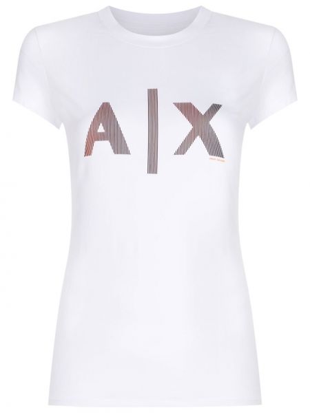 Хлопковая футболка с принтом Armani Exchange, белая