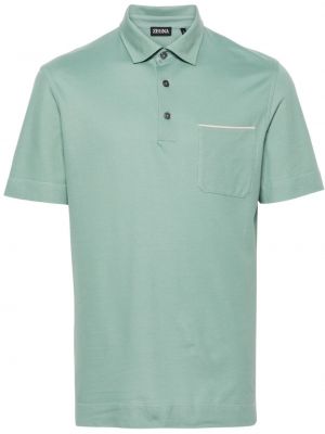Kokvilnas polo krekls ar kabatām Zegna zaļš