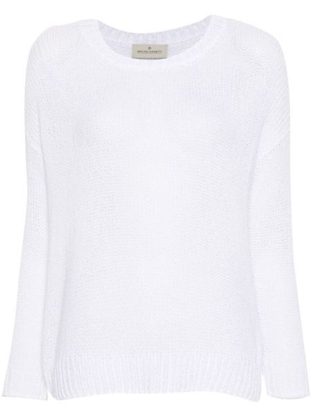 Дълъг пуловер с кръгло деколте Bruno Manetti бяло