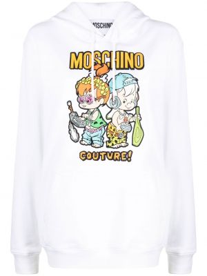 Trykt hettegenser Moschino hvit