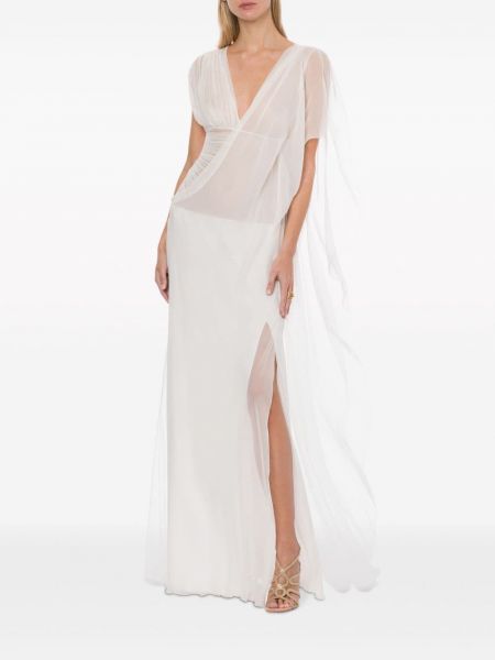 Hedvábné večerní šaty Alberta Ferretti bílé