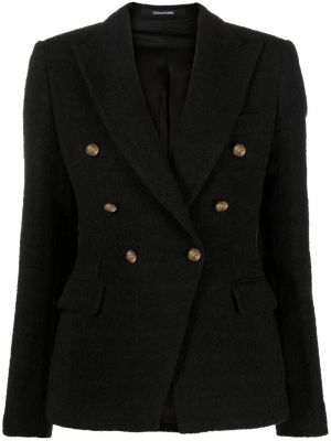 Ull lang blazer Tagliatore svart