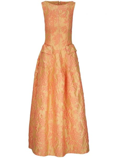 Jacquard blomstret lige kjole Talbot Runhof orange