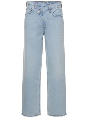 Bavlnené džínsy s rovným strihom Agolde modrá