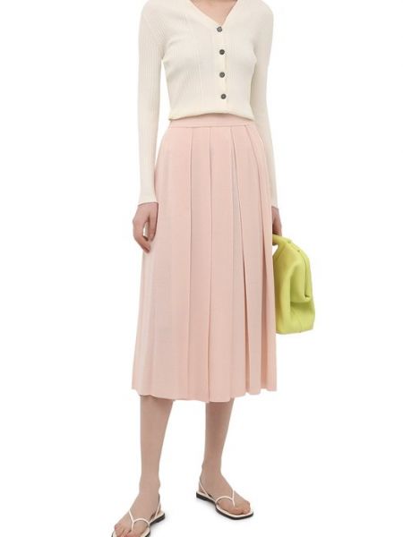 Кашемировая шелковая юбка Loro Piana розовая