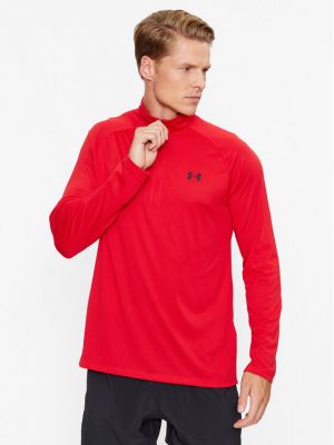 Relaxed fit marškinėliai ilgomis rankovėmis su užtrauktuku ilgomis rankovėmis Under Armour raudona