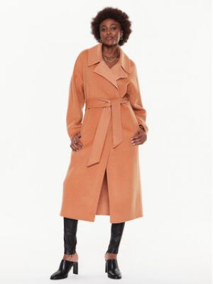 Oversized vlnený zimný kabát Calvin Klein oranžová