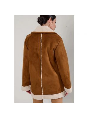 Abrigo corto de cuero de cuero sintético Kaos marrón
