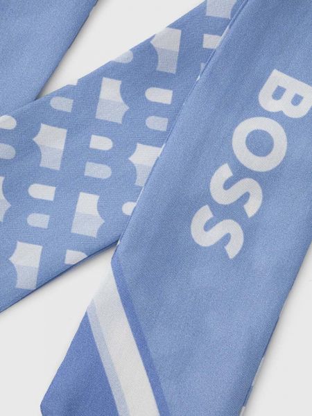 Svilena marama s printom Boss plava