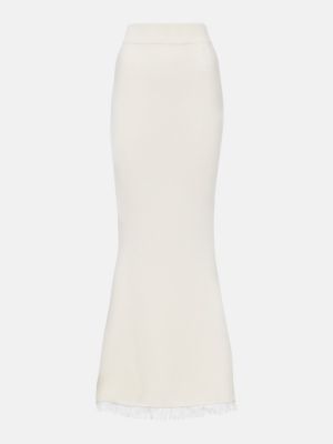 Pletená kašmírová dlhá sukňa Lisa Yang biela