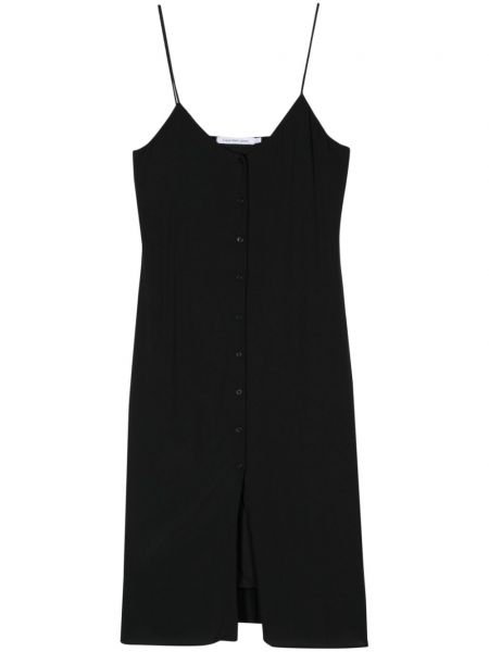 Midi haljina s gumbima s printom Calvin Klein Jeans crna