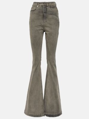 Jeans bootcut taille haute large Rick Owens gris