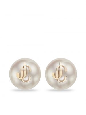 Boucles d'oreilles avec perles avec perles à boucle Jimmy Choo blanc