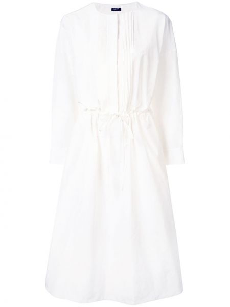 Расклешенное платье с длинными рукавами расклешенное Jil Sander Navy, белое