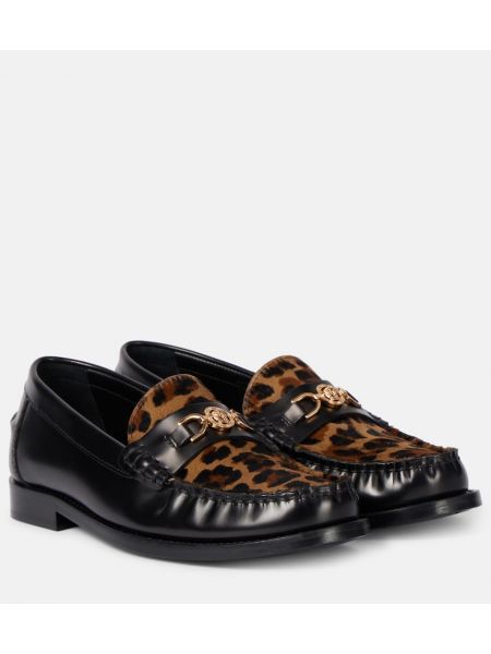 Loafers med mönster med mönster i leopard Versace svart