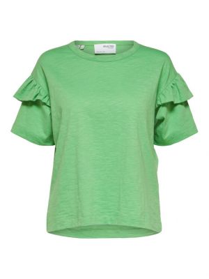 Relaxed fit marškinėliai Selected Femme žalia